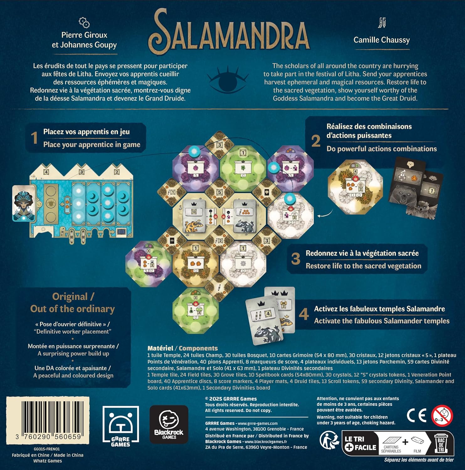 Salamandra Strategic Board Game | Tactical and Deep | Workers Pose Game | Grrre Games | 1 to 4 Players | Ages 10+ | 45 Min | Solo Mode | Blackrock Games