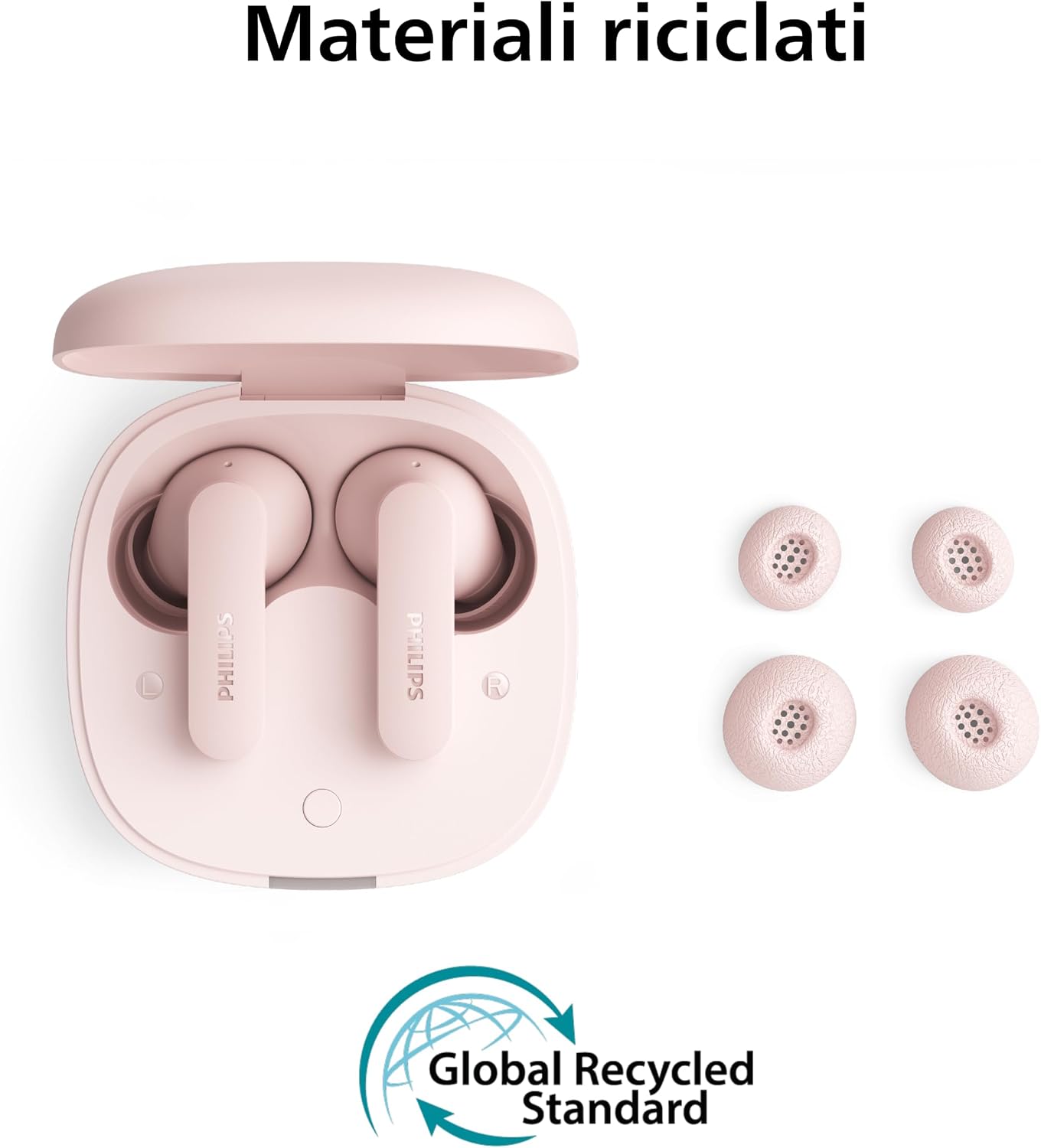 Philips TAT2100PK Auricolari True Wireless Bluetooth 6.0, 36 ore di riproduzione, 4 mic per chiamate chiare, Resistenza agli schizzi IPX4, Alloggiamento tascabile per la ricarica
