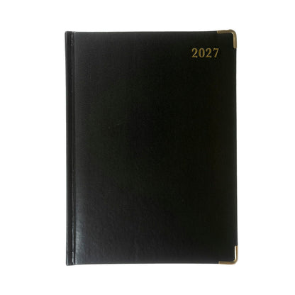 2027 Calendar Year Planner - 12 Month 260x190mm Manager Week-to-View Diary - Faux Leather Cover in Black - Collins Debden Classic Range (1210V.99-27