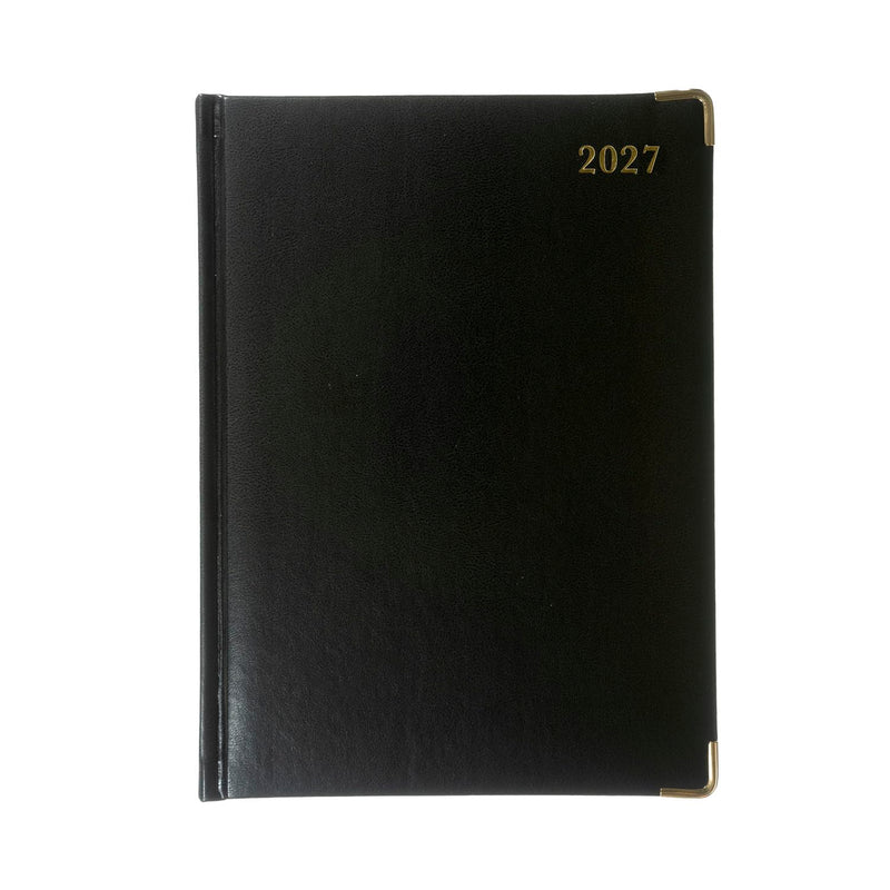 2027 Calendar Year Planner - 12 Month 260x190mm Manager Week-to-View Diary - Faux Leather Cover in Black - Collins Debden Classic Range (1210V.99-27