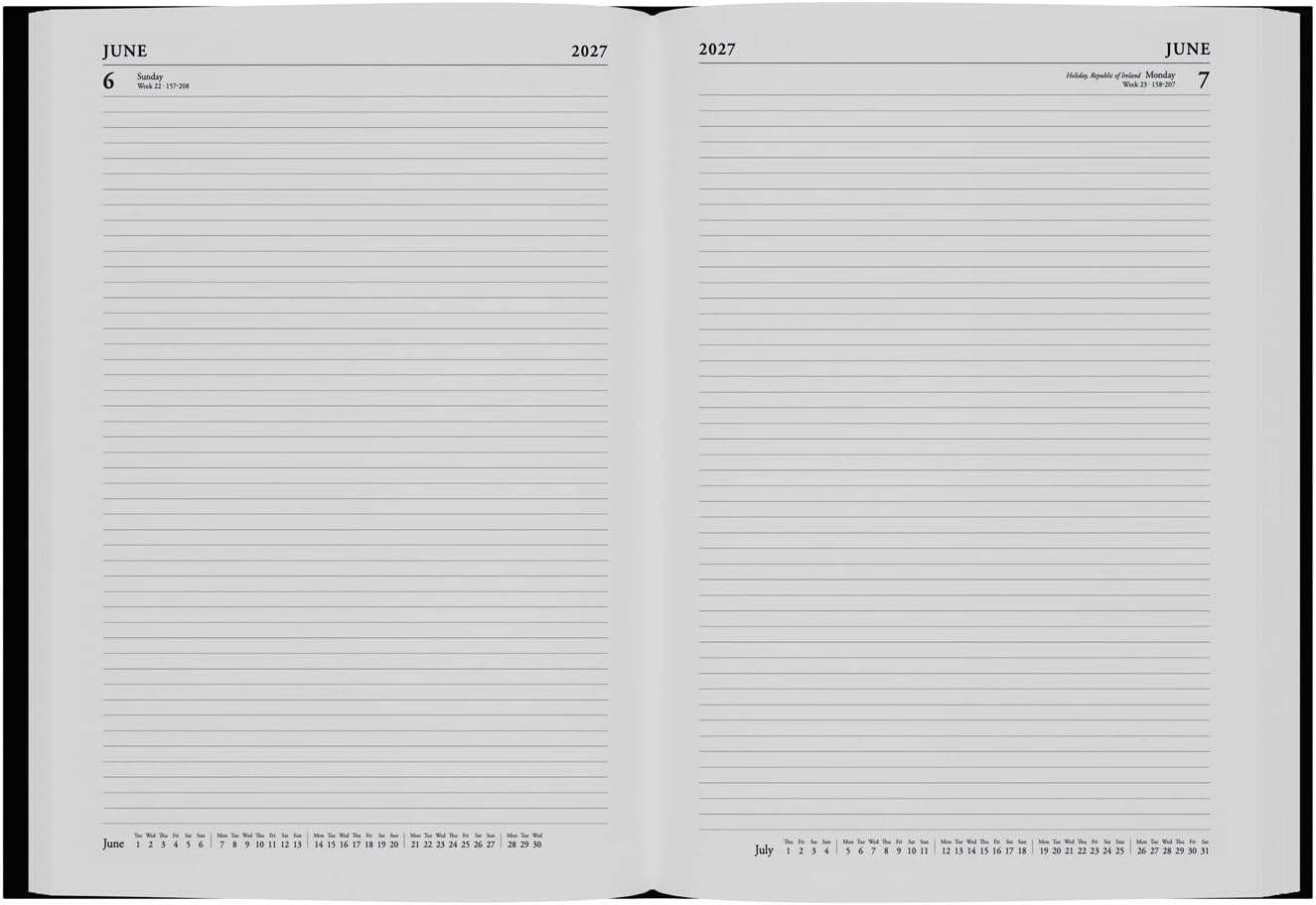 2027 Calendar Year Planner - 12 Month A4 Day-to-Page Diary - Hard Cover in Blue - Collins Debden Standard Desk Range (44.60-27