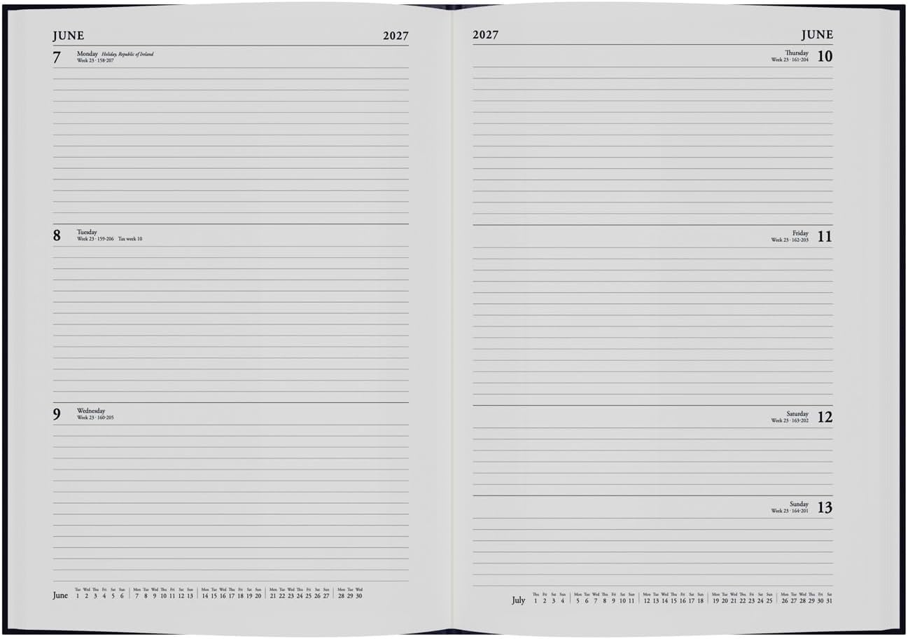 2027 Calendar Year Planner - 12 Month A4 Week-to-View Diary - Hard Cover in Red - Collins Debden Standard Desk Range (40.15-27