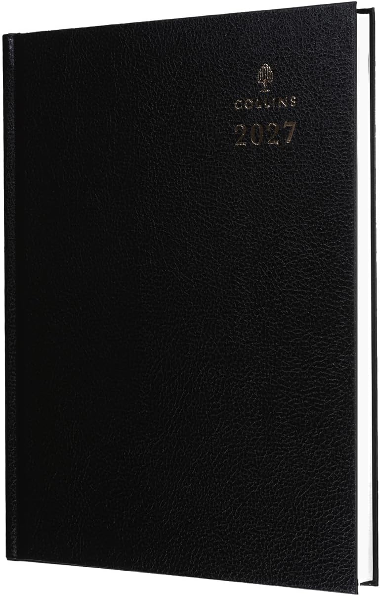 2027 Calendar Year Planner - 12 Month A5 Day-to-Page Diary - Hard Cover in Black - Collins Debden Standard Desk Range (52.99-27