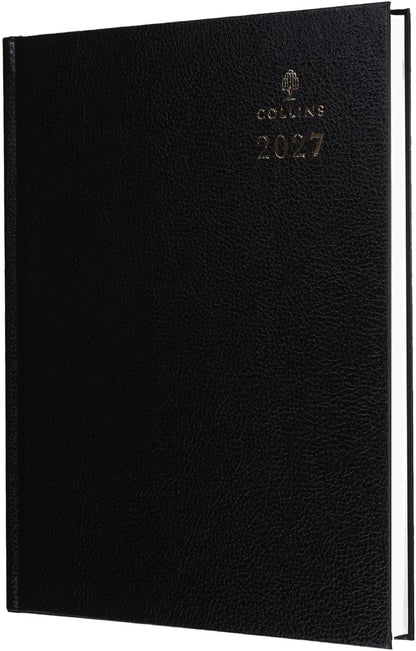 2027 Calendar Year Planner - 12 Month A5 Day-to-Page Diary - Hard Cover in Black - Collins Debden Standard Desk Range (52.99-27