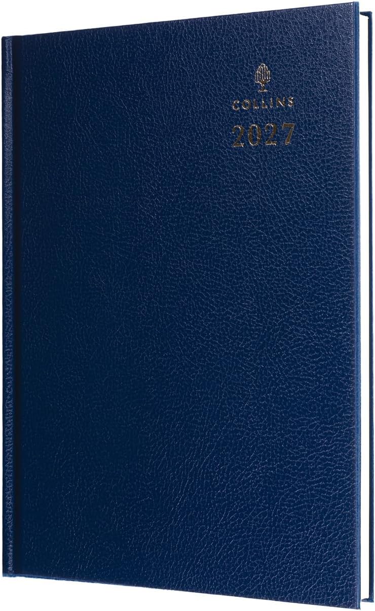 2027 Calendar Year Planner - 12 Month A5 Day-to-Page Diary - Hard Cover in Blue - Collins Debden Standard Desk Range (52.60-27