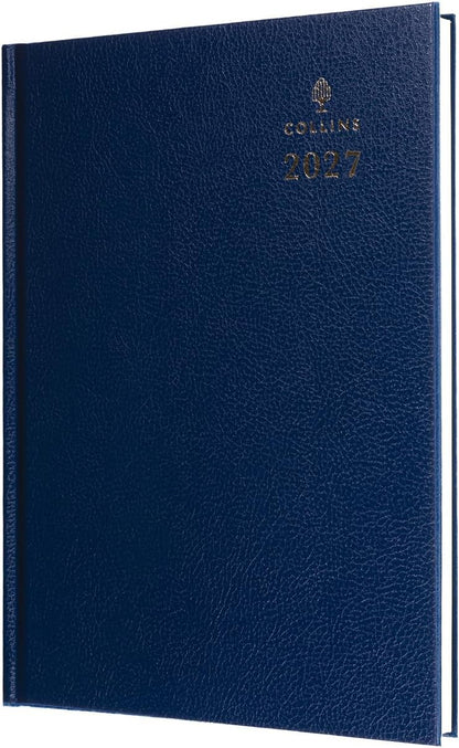 2027 Calendar Year Planner - 12 Month A5 Day-to-Page Diary - Hard Cover in Blue - Collins Debden Standard Desk Range (52.60-27