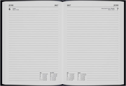 2027 Calendar Year Planner - 12 Month A5 Day-to-Page Diary - Hard Cover in Blue - Collins Debden Standard Desk Range (52.60-27
