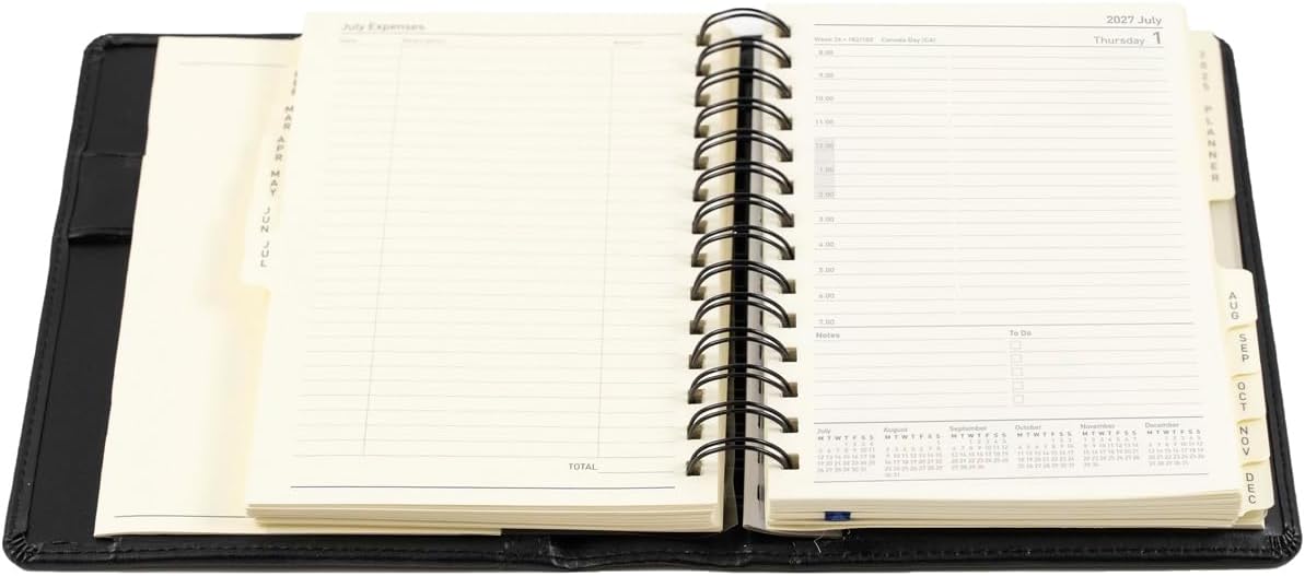 2027 Calendar Year Planner - 12 Month Compact 190x127mm Day-to-Page Diary - Hard Cover in Black - Collins Debden Elite Range (1140V.99-27
