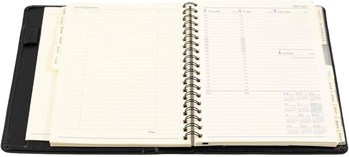 2027 Calendar Year Planner - 12 Month Manager 260x190mm Week-to-View Diary - Hard Cover in Black - Collins Debden Elite Range (1190V.99-27