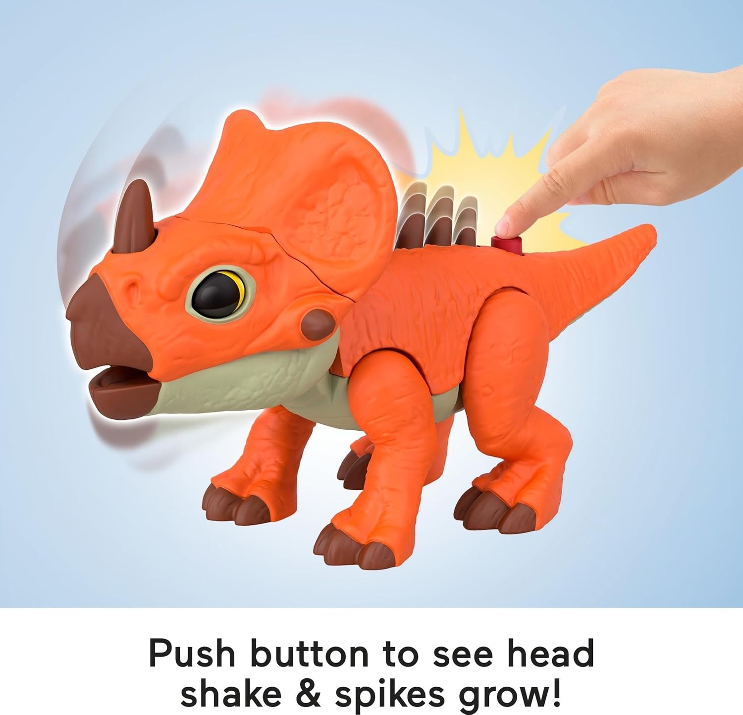 Fisher-Price Imaginext Jurassic World: Rebirth Dinosaur Action Figure with Kid-Activated Motion & Growing Spikes, 7.75-inch Aquilops Dino Toy, JGP99