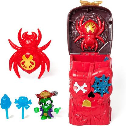 PIRATIX Secret Skull Cave - Secret Cave of Shark Island. Contains 1 Skull Cave, 1 exclusive Piratix, 2 ‘crystal’ accessories (1 weapon and 1 sceptre), 1 spider and 1 exclusive treasure.