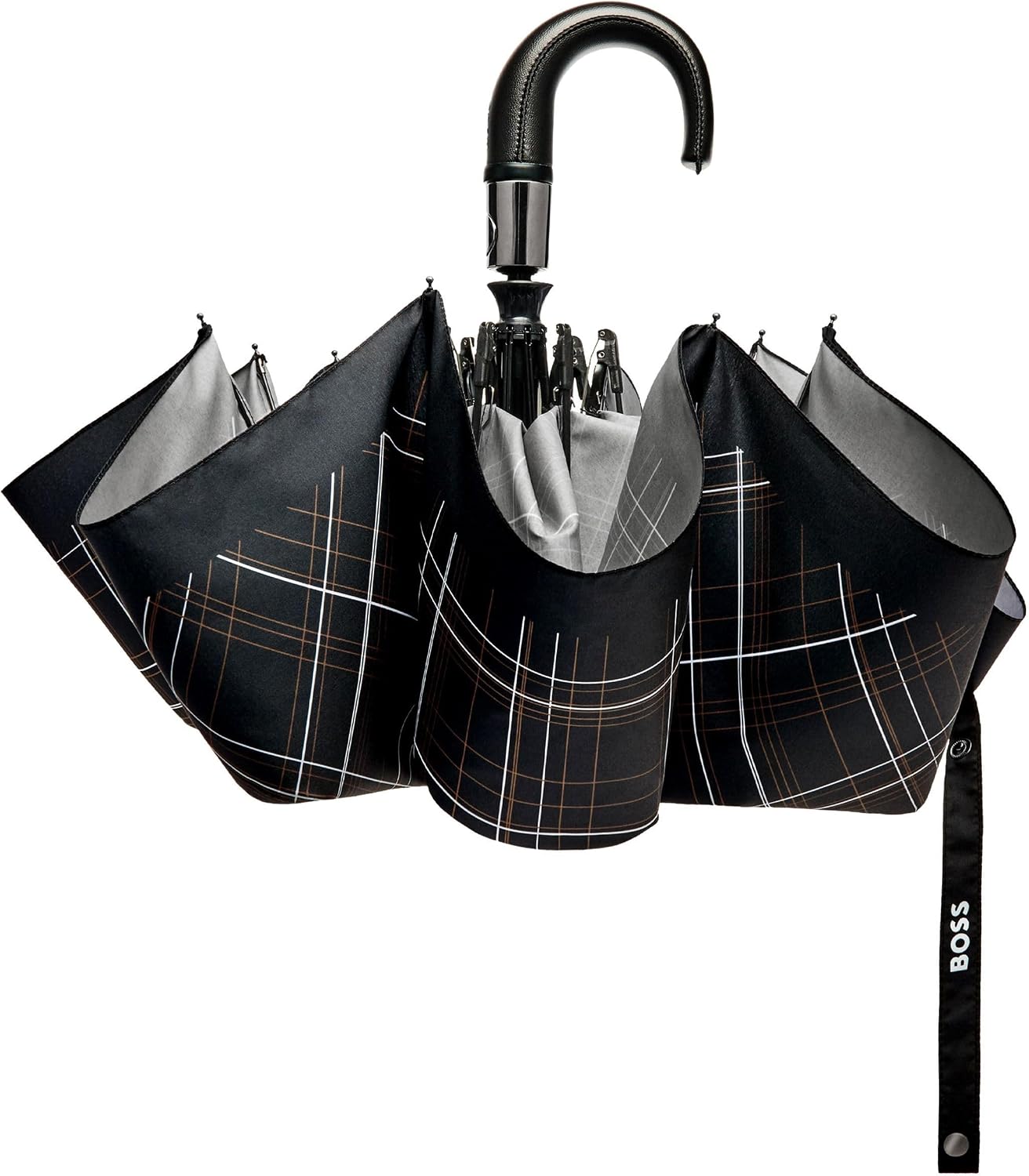 HUGO BOSS Pocket Umbrella Checkered Black
