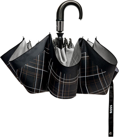 HUGO BOSS Pocket Umbrella Checkered Black