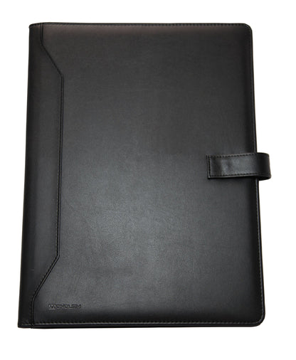 Monolith 2900 Leather Look PU Conference Folder with A4 Pad - Black