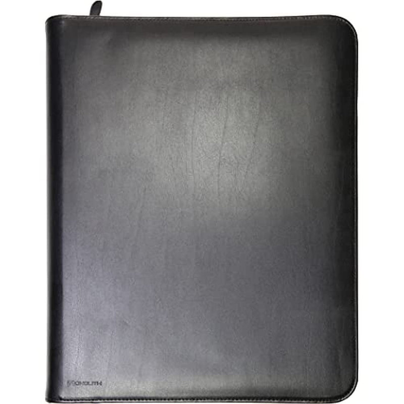 Monolith 2924 A4 Leather Conference Folder Zipped - Black
