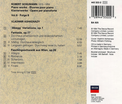 Piano Works Vol. 6 - Abegg Variations Op. 1 / Fantasie Op. 17 / Op. 26
