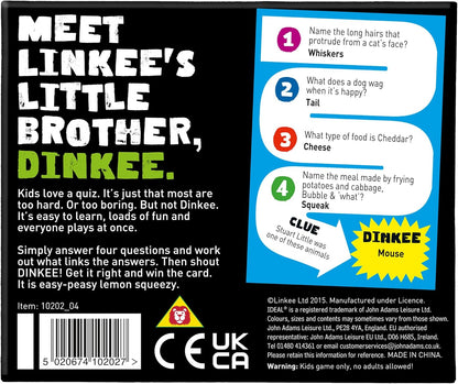 IDEAL , DINKEE LINKEE trivia game for kids: Four little questions, with one big link! , Kids Games , For 3-30 Players , Ages 8+
