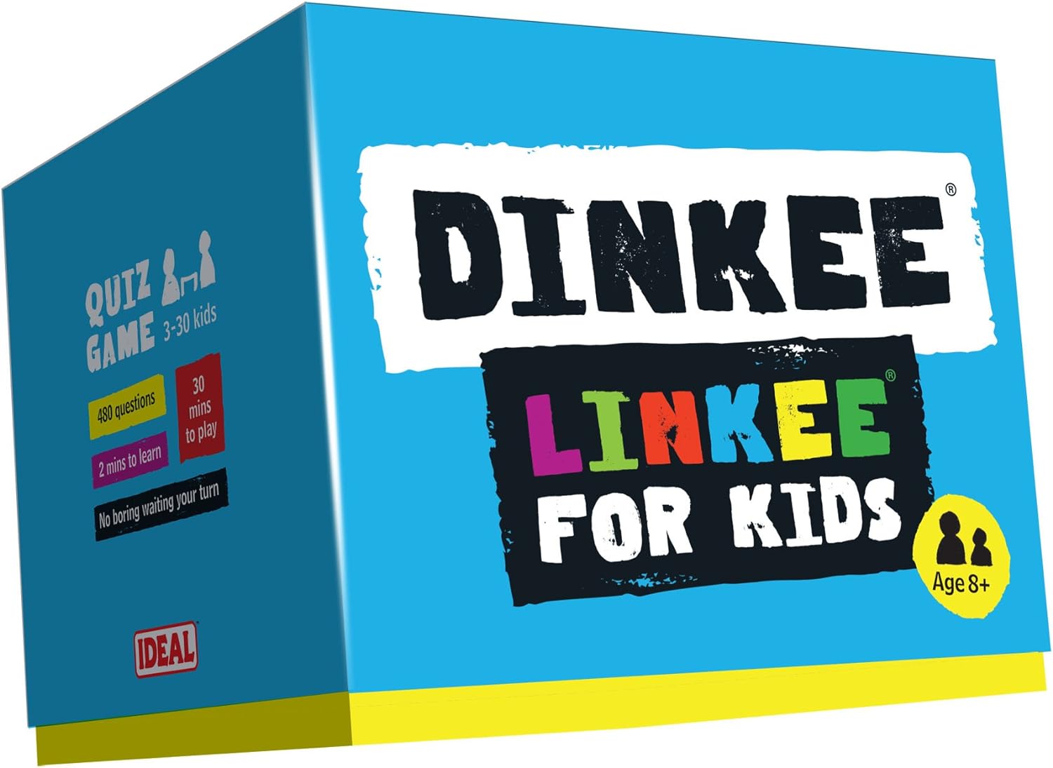 IDEAL , DINKEE LINKEE trivia game for kids: Four little questions, with one big link! , Kids Games , For 3-30 Players , Ages 8+