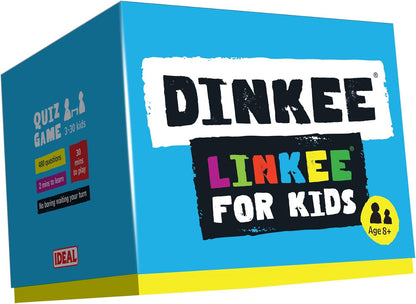 IDEAL , DINKEE LINKEE trivia game for kids: Four little questions, with one big link! , Kids Games , For 3-30 Players , Ages 8+