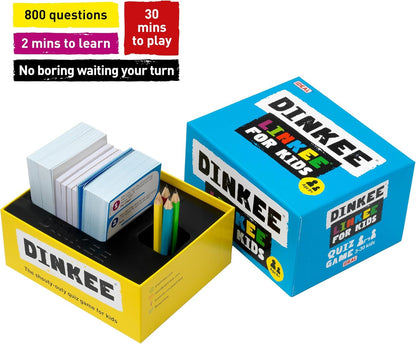 IDEAL , DINKEE LINKEE trivia game for kids: Four little questions, with one big link! , Kids Games , For 3-30 Players , Ages 8+