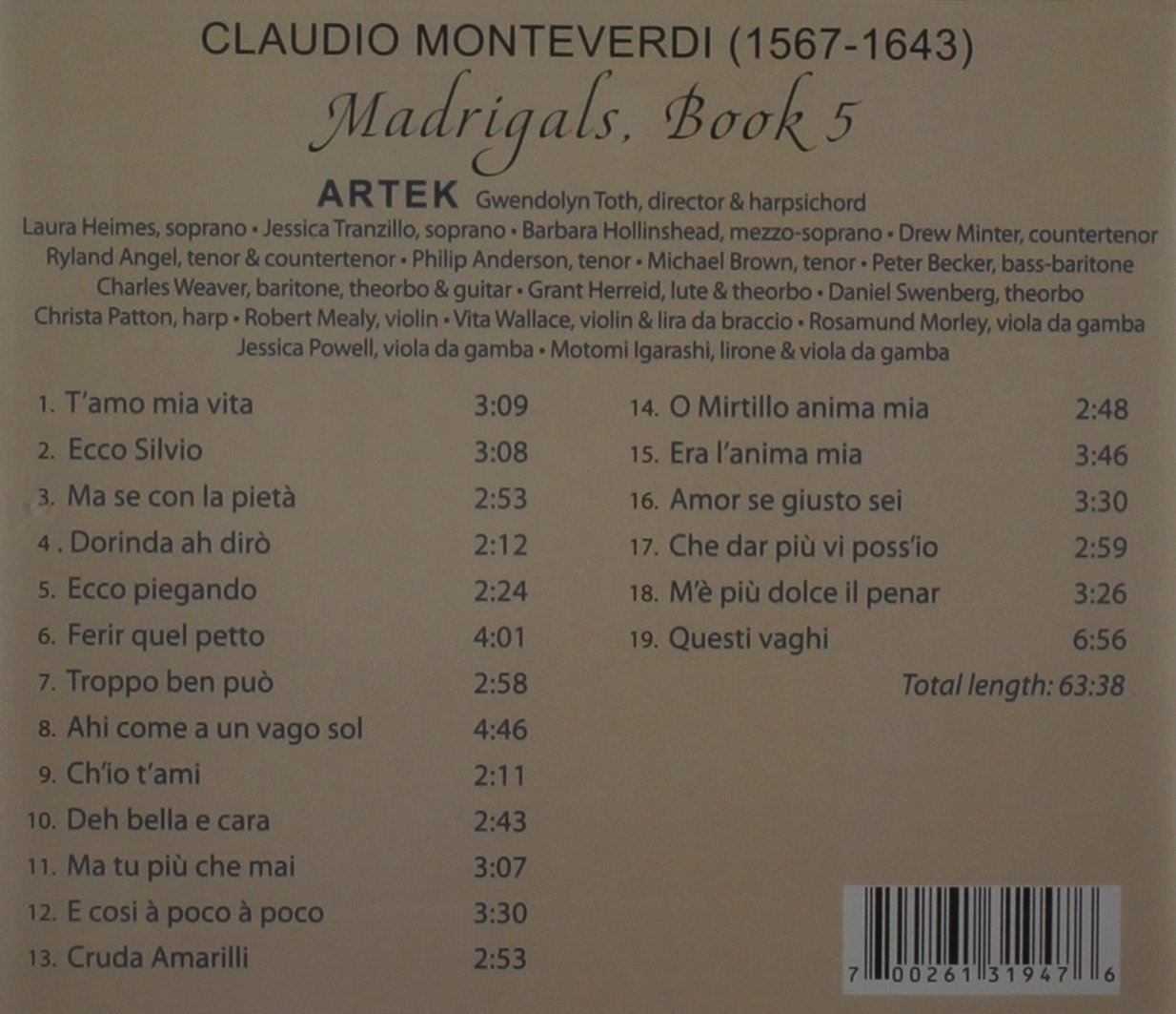 Claudio Monteverdi: Madrigals Book 5 (1605
