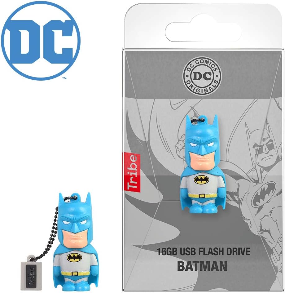 Tribe - Chiavetta USB 16 GB Batman - Memoria Flash Drive 2.0, Personaggio Originale DC Comics, Pennetta USB Compatibile con Windows, Linux e Mac
