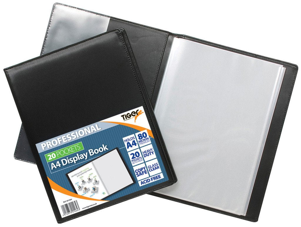 Tiger 20 A4 Pocket Professional Display Book - Black,Medium