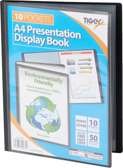 Tiger A4 black display book presentation folder - 10 pocket