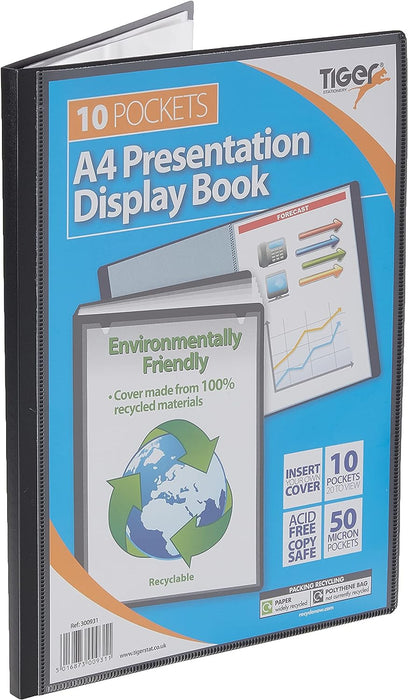 Tiger A4 black display book presentation folder - 10 pocket