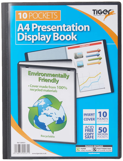 Tiger A4 black display book presentation folder - 10 pocket