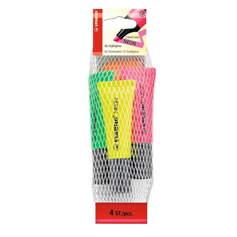Highlighter - STABILO NEON - Pack of 4