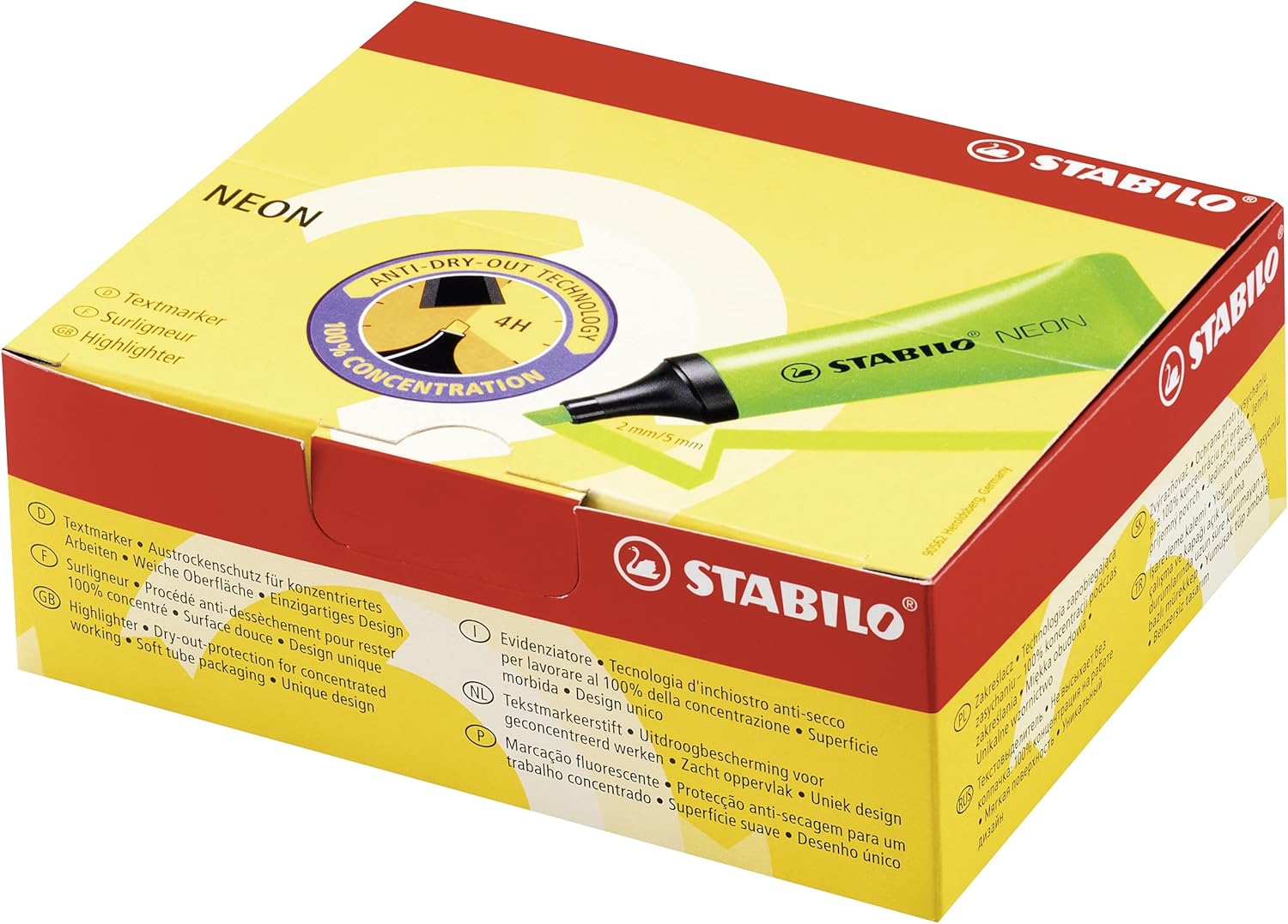 Highlighter - STABILO NEON - Pack of 10 - yellow