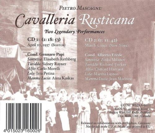 Cavalleria Rusticana (Rethberg, Rayner, Morelli, Petina)