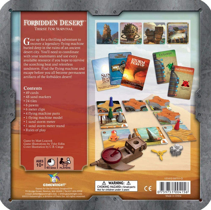 Gamewright , Forbidden Desert Game , Board Game , Ages 10+ , 2-5 Players , 45 Minutes Playing Time