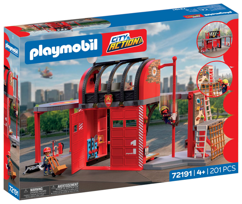 PLAYMOBIL | City Action | Grote brandweerkazerne | Stationair met commandocentrum, glijbalk, trainingszone en accessoires | vanaf 4 jaar | 72191
