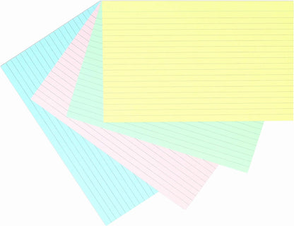 Silvine 8x5" Multi-coloured Record Cards - Lined with headline, 100 cards per pack. Ref 585AC (203 x 127mm