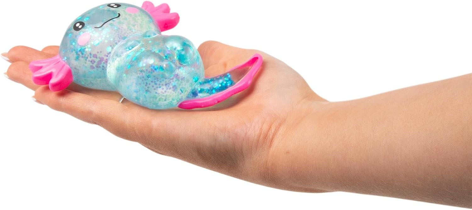 Sugar Axolotl Sensorisch fidgetspeelgoed, glitter squishy stressverminderend speelgoed, 4 kleuren beschikbaar, schattig waterdierontwerp voor kinderen en volwassenen 3+