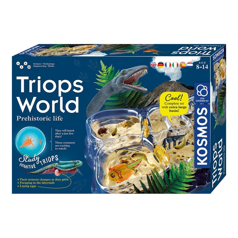 KOSMOS 617547 Triops World, Life from Prehistoric Times. Explore prehistoric crustaceans, complete set with extra-large tank, experiment kit, multilingual instructions (INT