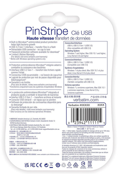 Verbatim 49319 - Chiavetta USB 3.2 Gen 1 Store'n'Go Pinstripe da