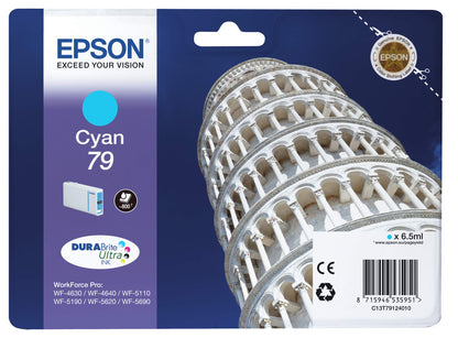 Epson 235G863 Original T79 Tintenpatrone Pisa, WF-4630DWF WF-4640DTWFWF-5110DWWF-5190DWWF-5620DWFWF-5690DWFWF-5190DWWF-5690DWF,(cyan