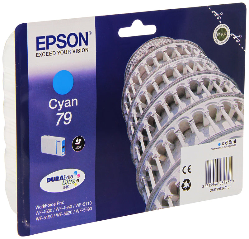 Epson 235G863 Original T79 Tintenpatrone Pisa, WF-4630DWF WF-4640DTWFWF-5110DWWF-5190DWWF-5620DWFWF-5690DWFWF-5190DWWF-5690DWF,(cyan