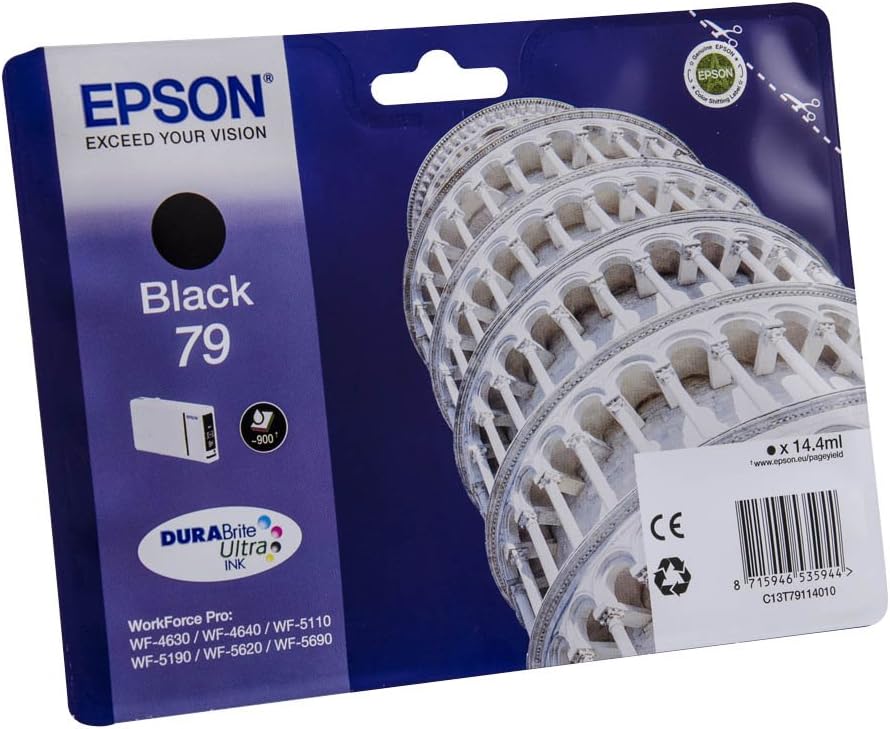 Epson Original T79 Tintenpatrone Pisa, WF-4630DWF WF-4640DTWF WF-5110DW WF-5190DW WF-5620DWF WF-5690DWF WF-5190DW WF-5690DWF, (schwarz
