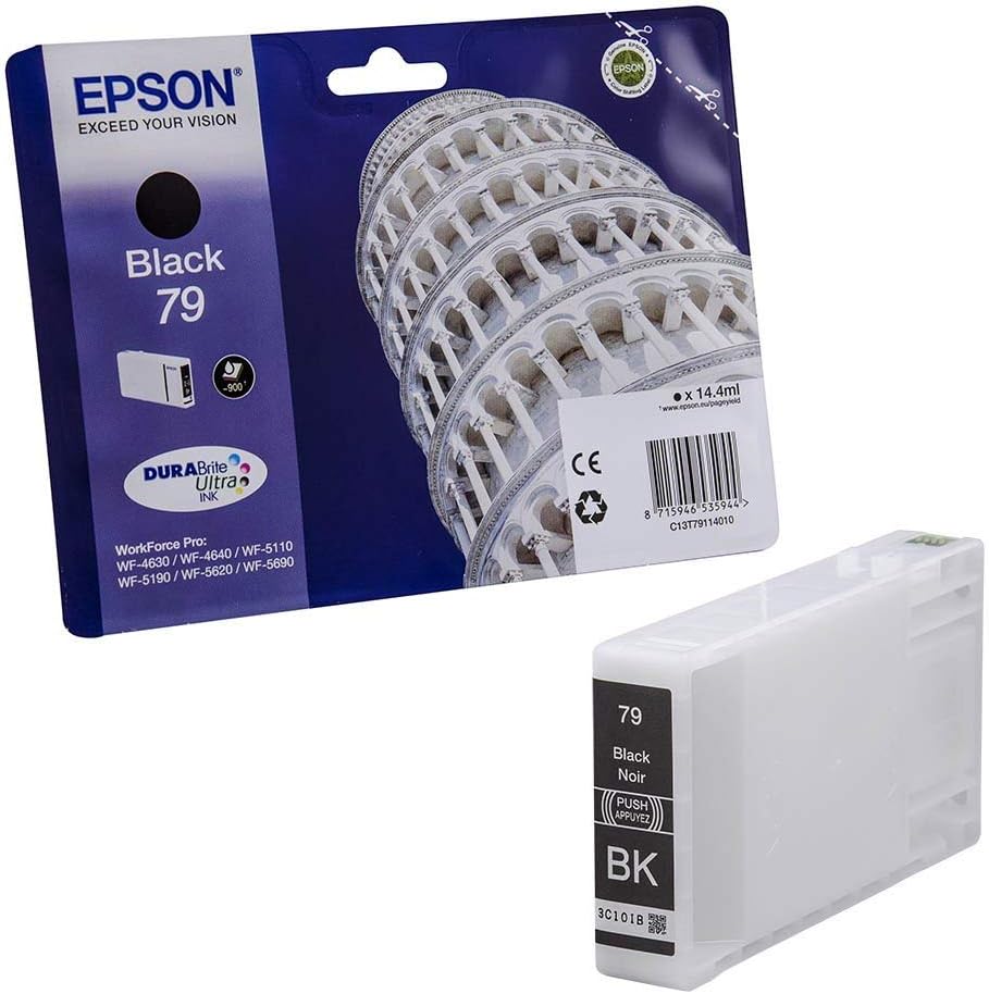 Epson Original T79 Tintenpatrone Pisa, WF-4630DWF WF-4640DTWF WF-5110DW WF-5190DW WF-5620DWF WF-5690DWF WF-5190DW WF-5690DWF, (schwarz