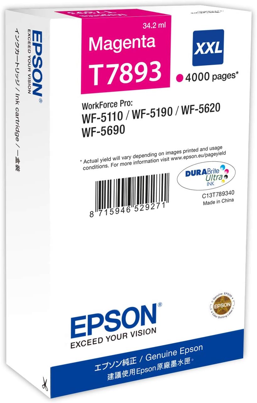 Epson T7893 Magenta Genuine, XXL High Yield Ink Cartridge DuraBrite Ultra