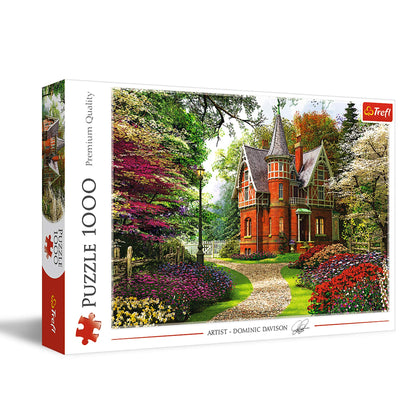 Victorian Cottage 1000 Piece Jigsaw Puzzle – Scenic Garden House Artwork by Dominic Davison – Large 68 x 48cm Premium Quality Adult Puzzle – Relaxing Floral Landscape Jigsaw for Teens & Adults