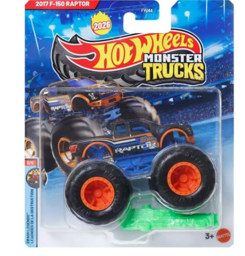 Hot Wheels Monster Trucks 2017 F-150 Raptor, 1:64 Scale, Die-Cast Metal, 3/5, 2026
