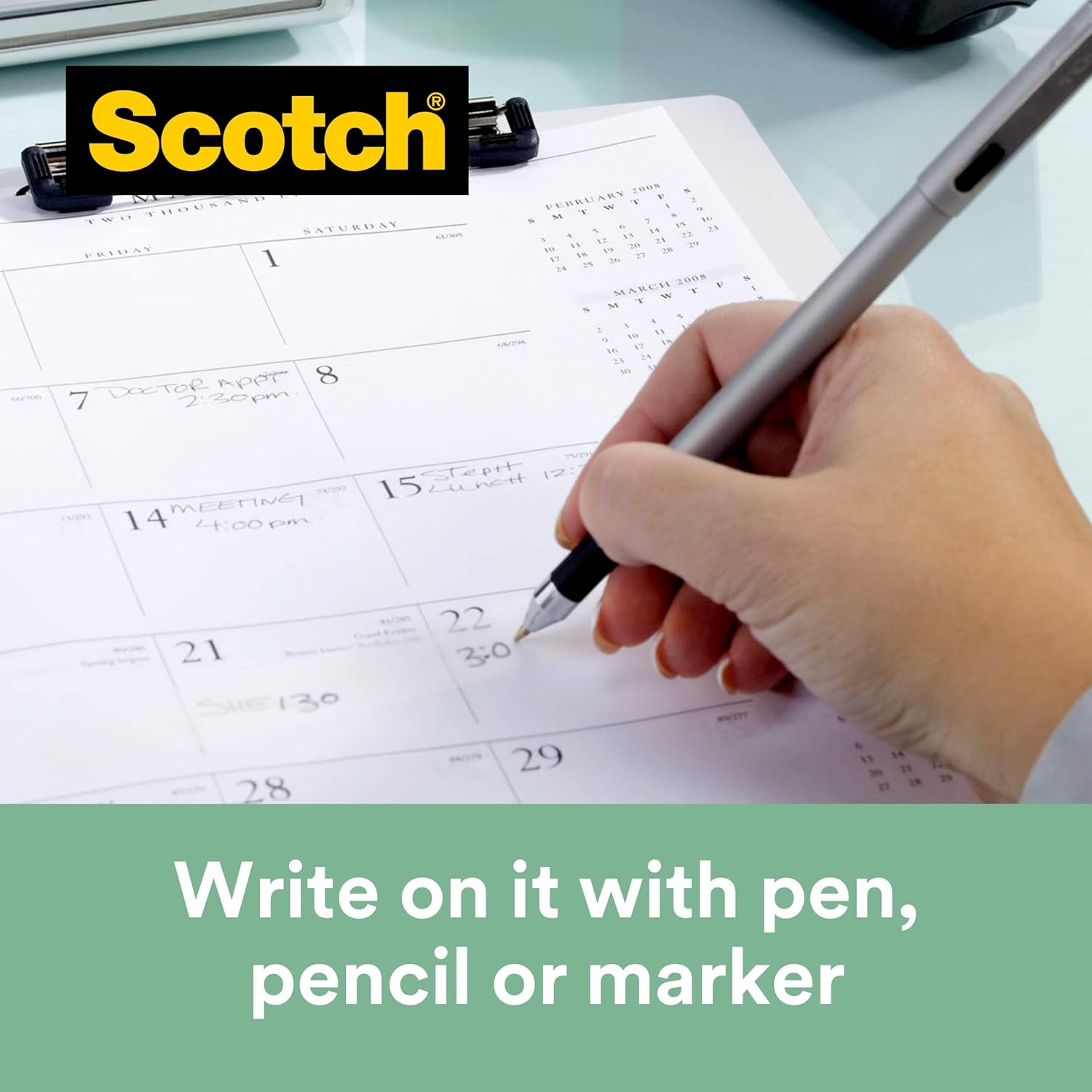 Scotch Magic Green Cinta Adhesiva Invisible, 1 Rollo 19 mm נ33 m en Dispensador 100 % reciclado - Cinta adhesiva Mate para Reparación, Etiquetado y Sellado de Paquetes y Documentos