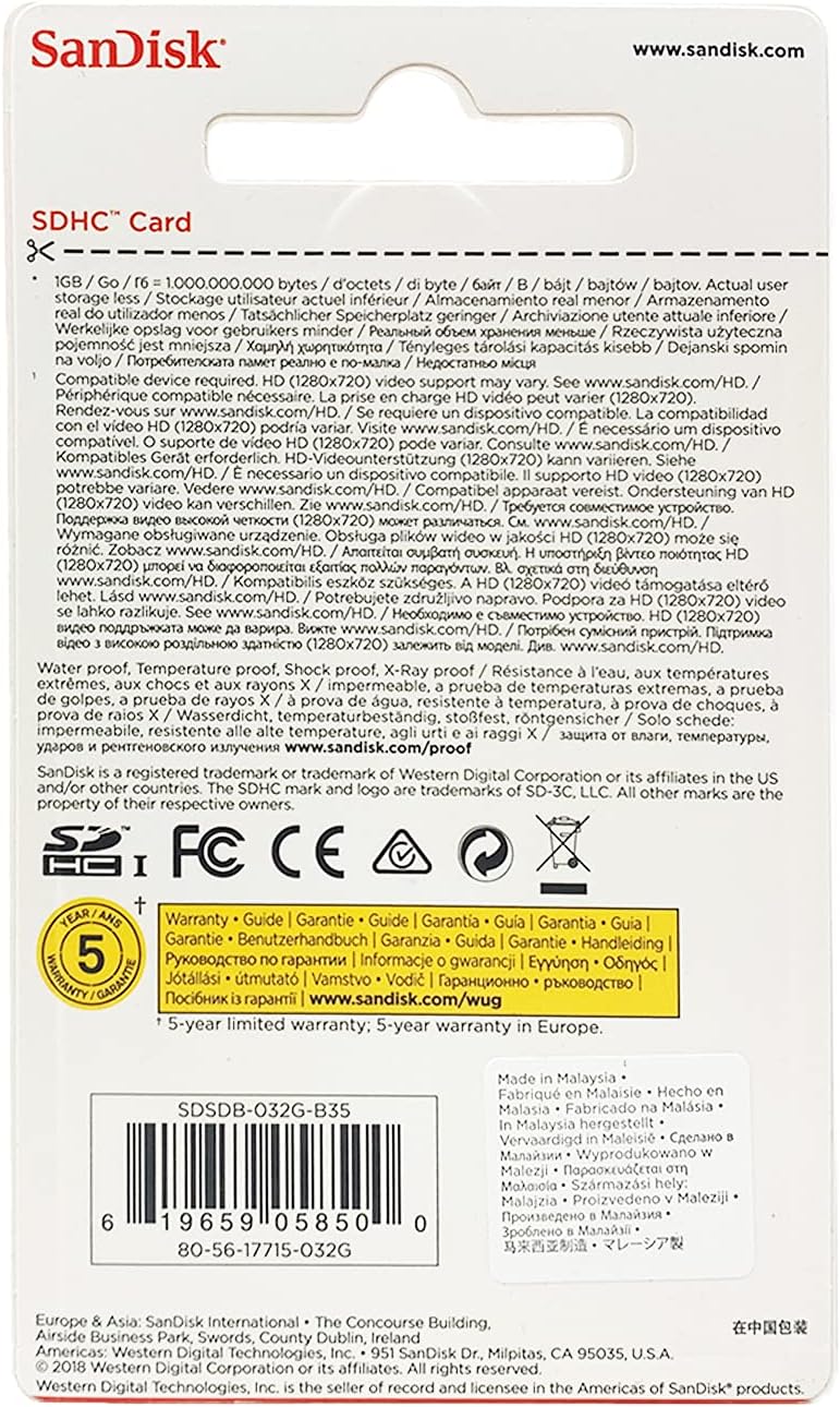 SanDisk 32GB SDHC Flash Memory Card (SDSDB-032G-B35) (Label May Change)