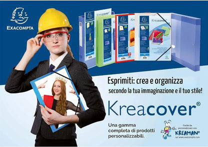 Exacompta - Cod. 51568E - 1 raccoglitore rigido in PP personalizzabile con 1 tasca - 4 anelli rotondi, diametro 30 mm -32 x 26,8 cm - Formato di archiviazione: A4 Maxi - Colore: trasparente