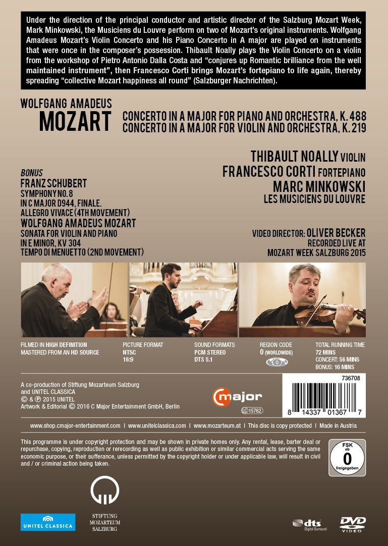Mozart: Piano Concerto K.488/Violin Concerto K. 219 (Minkowski)